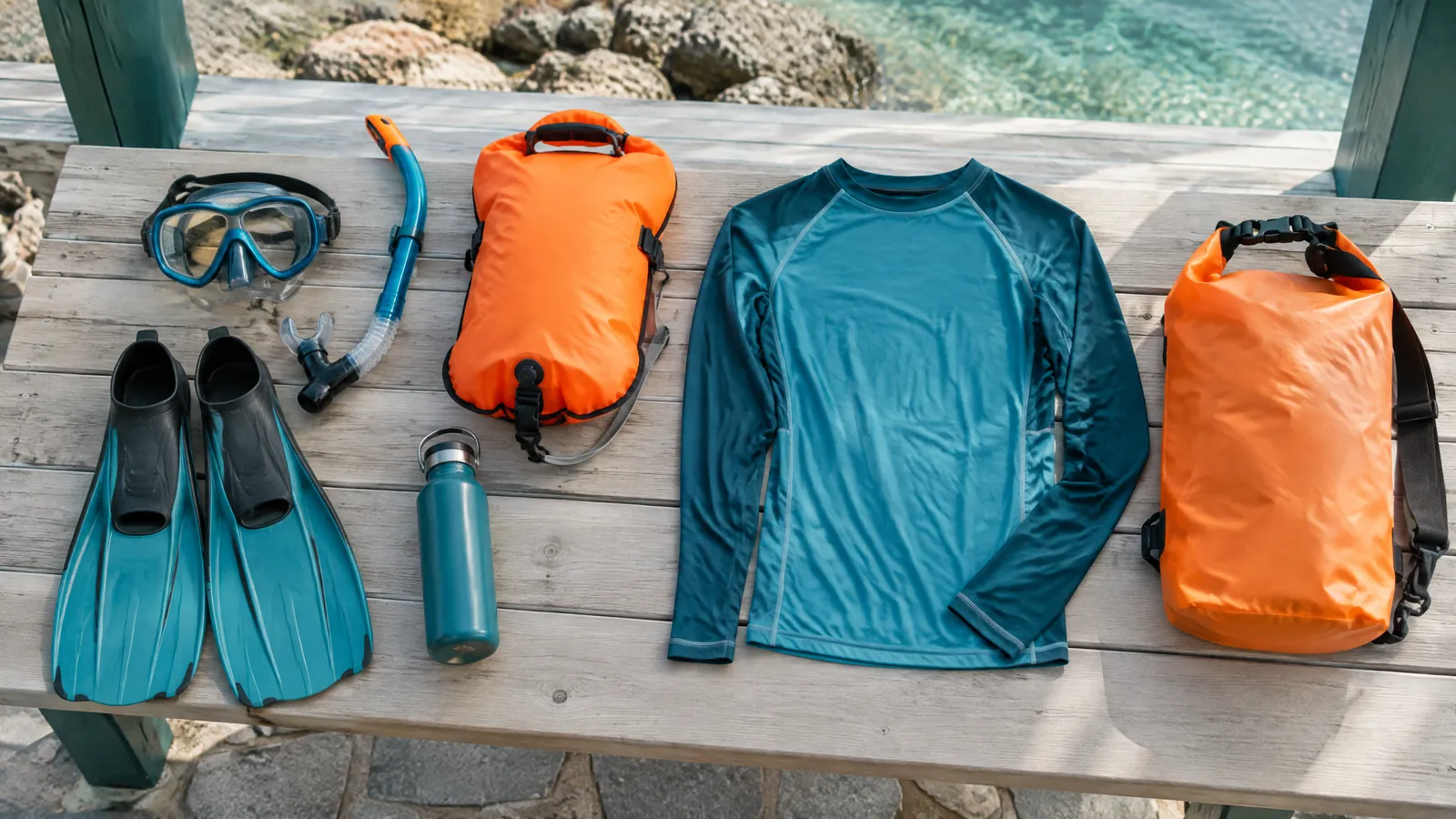 Illustrative Hong Kong mask and snorkel gear used for water comfort practice